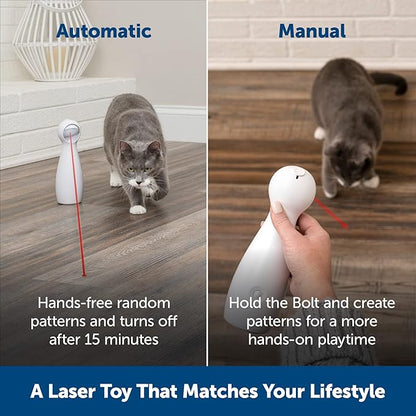 PetSafe Bolt - Automatic Cat Laser Toy - Interactive - Relieves Anxiety & Boredom - Bug-Like Laser Pattern Keeps Them Entertained - Hands-Free Play - Auto Shut Off Prevents Overstimulation