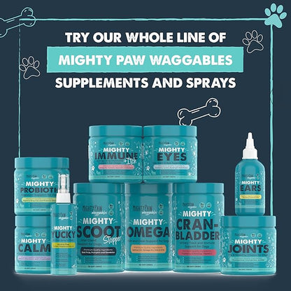 Mighty Paw Waggables Mighty Scoot (Made in USA) | Dog Digestive Support Anal Gland Chews. Dog Anal Gland Scoot for Dogs. Beet Pulp & Pumpkin Dog Fiber Supplements. Pet Bowel Gut Health (120 Count)