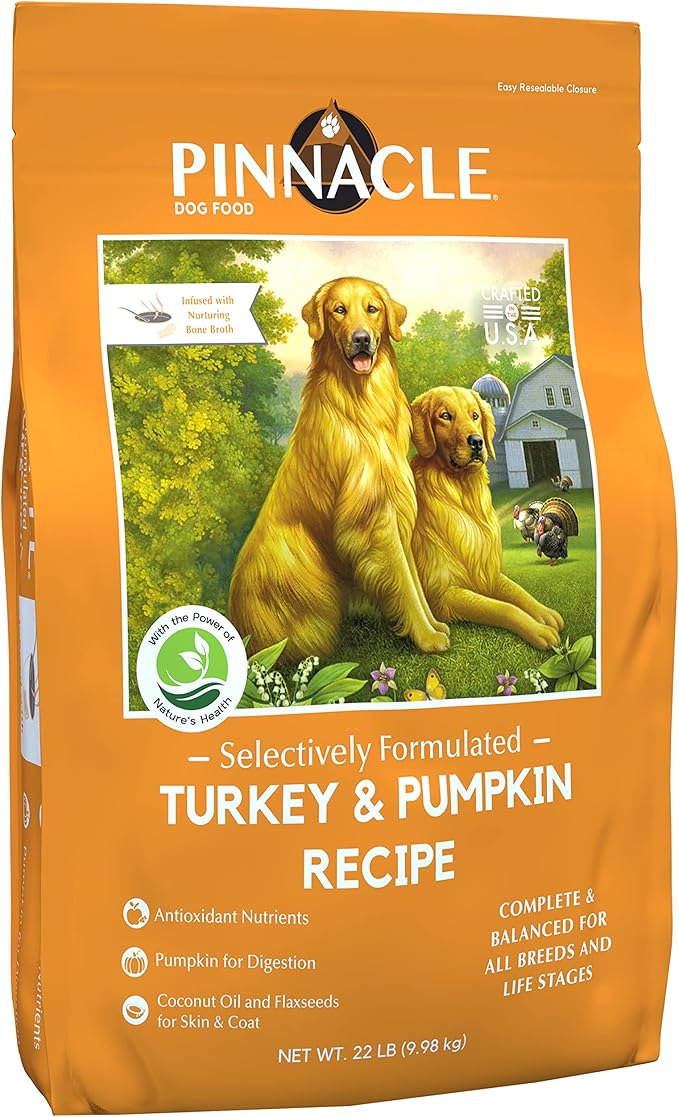 pinnacle pet Turkey & Pumpkin Dry Dog Food 22 lb, Infused with Broth