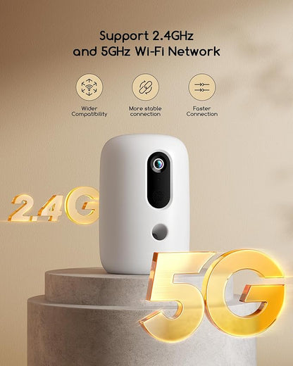 faroro 2K Pet Camera with Treat Dispenser, 5G WiFi Dog Camera with Speaker, Phone App, 2-Way Audio, Night Vision, Motion Alerts for Treat Tossing and Monitoring Your Pet Remotely