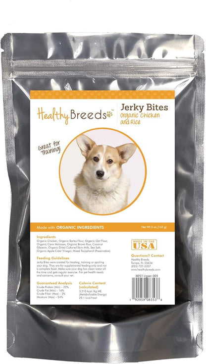 Healthy Breeds Cardigan Welsh Corgi Jerky Bites Chicken & Rice Recipe Dog Treats 5 oz
