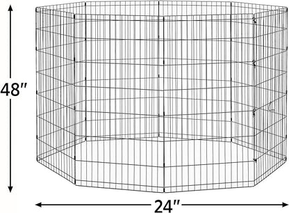 New World Pet Products 48' Foldable Black Metal Dog Exercise Pen No Door