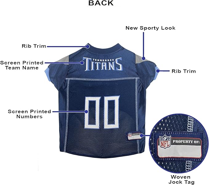 NFL Tennessee Titans Dog Jersey, Size: X-Large. Best Football Jersey Costume for Dogs & Cats. Licensed Jersey Shirt