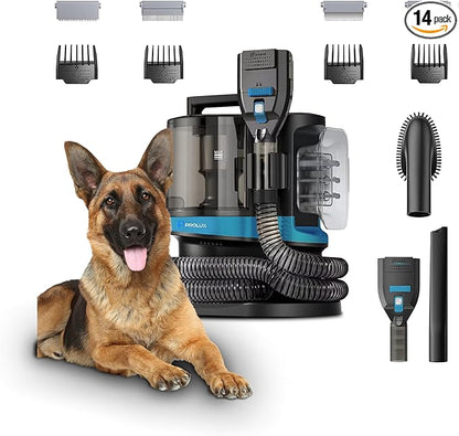 Prolux Professional At-Home Pet Grooming Vacuum, Quiet 52 dB Operation, Versatile Clippers for All Hair Lengths, Spacious Tank for Extended Grooming Sessions, 7-Foot Hose, Perfect for Dogs and Cats