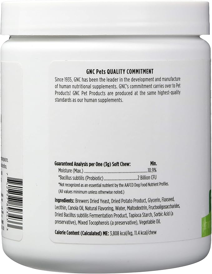 GNC Pets Advanced Digestion Dog Supplements for All Dogs | 90 ct Soft Chew Dog Digestive Supplements with Flaxseed and Probiotics | Chicken Flavor Dog Supplements for Digestive Support and Gut Health