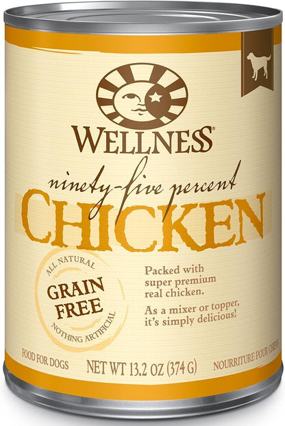 Wellness 95% Chicken Natural Wet Grain Free Canned Dog Food, 13.2-Ounce Can