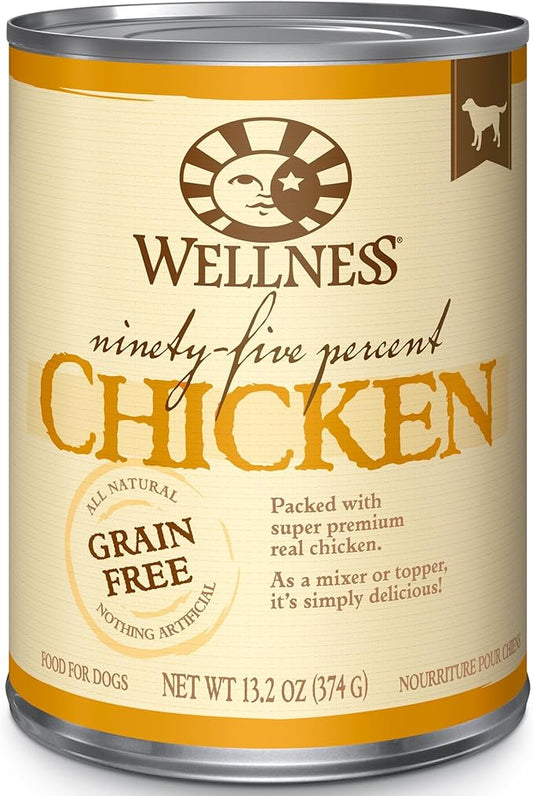 Wellness 95% Chicken Natural Wet Grain Free Canned Dog Food, 13.2-Ounce Can