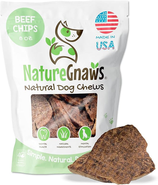 Nature Gnaws USA Crunch Chips for Dogs - Single Ingredient Natural Dog Chew Jerky Treats – Made in USA (8 oz)