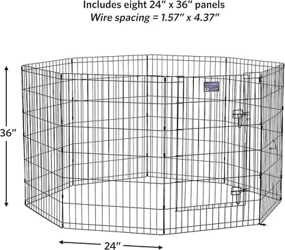 MidWest Homes for Pets Foldable Metal Dog Exercise Pen / Pet Playpen. Black w/ door, 24'W x 36'H