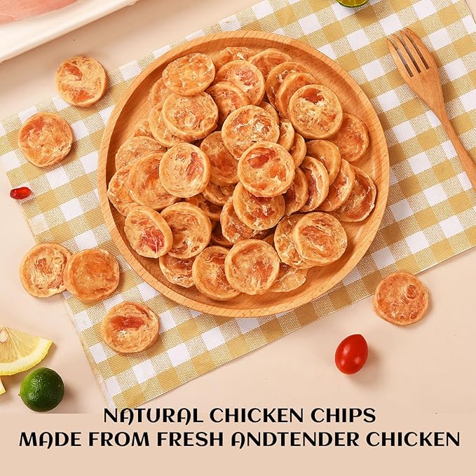 ASMPET Chicken Jerky Chicken Chips Dog Treats, Flavorable Dog Snack Rich in Protein All Natural Ingredients Free Grain Chewy Treat, Lovely Round Chicken Piece for Large Medium Dogs