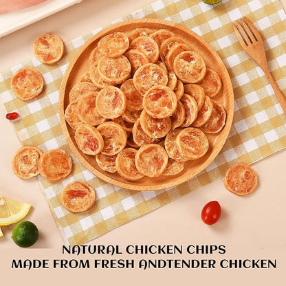ASMPET Chicken Jerky Chicken Chips Dog Treats, Flavorable Dog Snack Rich in Protein All Natural Ingredients Free Grain Chewy Treat, Lovely Round Chicken Piece for Large Medium Dogs