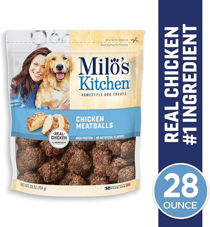 Milo's Kitchen Homestyle Dog Treats, Chicken Meatballs, 28 Ounce, High Protein, No Artifical Flavors