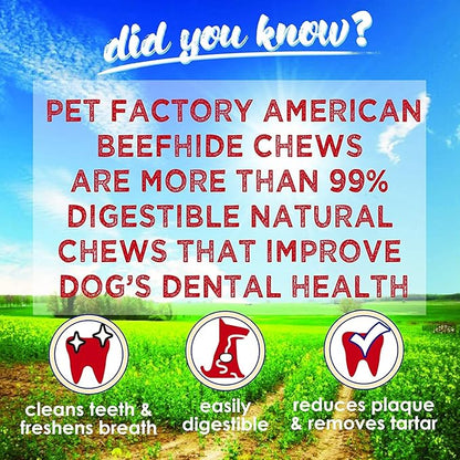 Pet Factory American Beefhide 6" Braided Sticks Dog Chew Treats - Natural Flavor, 14 Count/1 Pack