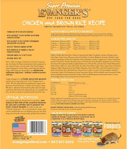 Evanger's Super Premium Chicken with Brown Rice Dry Dog Food (Pack of 2)