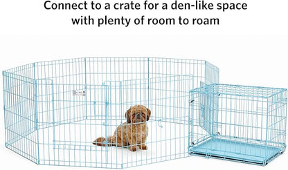 MidWest Homes for Pets Folding Metal Exercise Pen / Pet Playpen, Blue,24"W x 24"H, 1-Year Manufacturer's Warranty