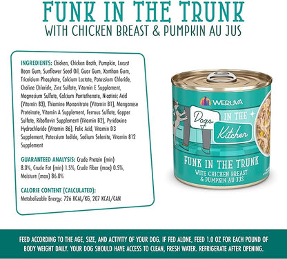 Weruva Dogs in The Kitchen, Funk in The Trunk with Chicken Breast & Pumpkin Wet Dog Food, 10oz Can (Pack of 12)