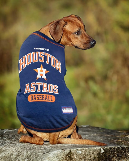 MLB Houston Astros Dog T-Shirt, X-Small. - Licensed Shirt for Pets Team Colored with Team Logos. - Premium Stretchable Materials for The Comfort of Your Dog & cat.