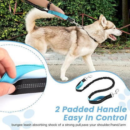 Caudblor Waist Leash for Medium Large Dog Walking, Bungee Hands Free Dog Leash with Zipper Pouch, Around The Waist No Pull Running Dog Leash Belt, Padded Handle Jogging No Hands Dog Leash Heavy Duty