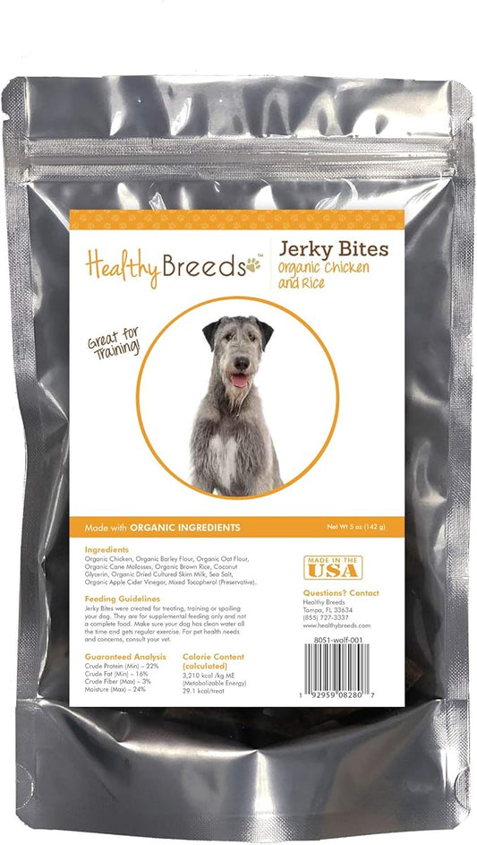 Healthy Breeds Irish Wolfhound Jerky Bites Chicken & Rice Recipe Dog Treats 5 oz