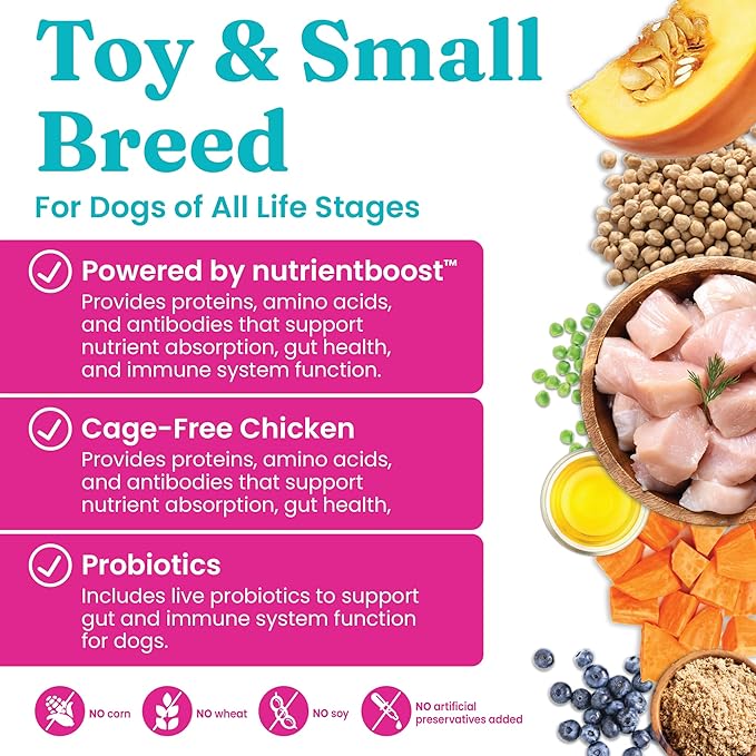 Solid Gold Nutrientboost Mighty Mini Small Breed Dog Food - Dry Dog Food Made with Real Chicken for Any Toy Breed - Grain & Gluten Free Recipe for Gut Health & Sensitive Stomach Support - 3.75 LB Bag