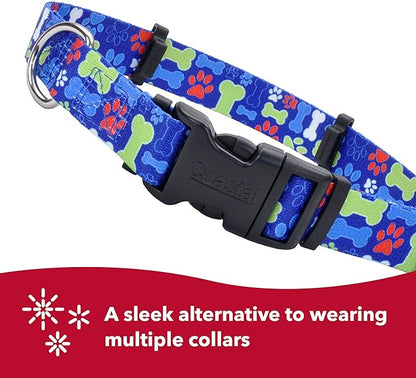Coastal Pet SecureAway Flea Collar Protectors - Comfortable Dog Collar Accessory - Protective Flea Collar for Dogs - Adjustable Dog & Puppy Flea Collar Protection - Multi Bones, 1" x 14-20"