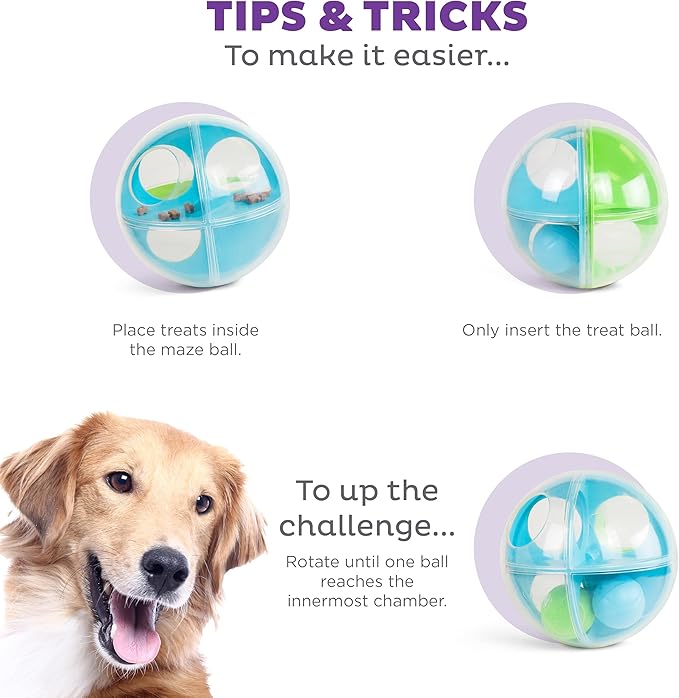 Outward Hound Nina Ottosson A-Maze Ball Dog Puzzle Interactive Treat Ball Dog Enrichment Dog Toy, Level 2 Intermediate, Green