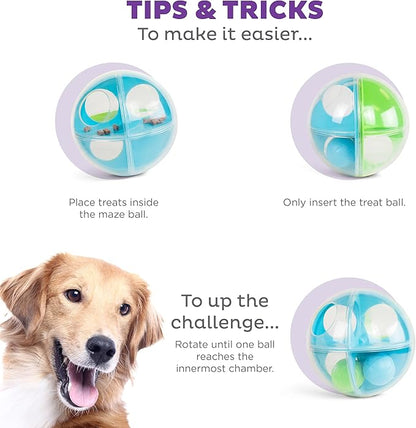 Outward Hound Nina Ottosson A-Maze Ball Dog Puzzle Interactive Treat Ball Dog Enrichment Dog Toy, Level 2 Intermediate, Green