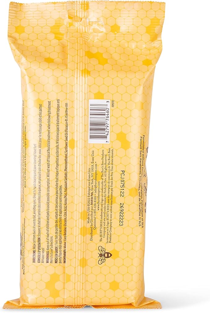 Burt's Bees for Pets Anti-Hairball Cat Wipes - Grooming Cat Wipes for Hairball Control - Cruelty Free, Formulated without Sulfates and Parabens, pH Balanced for Cats, 50 Count, 6-Pack