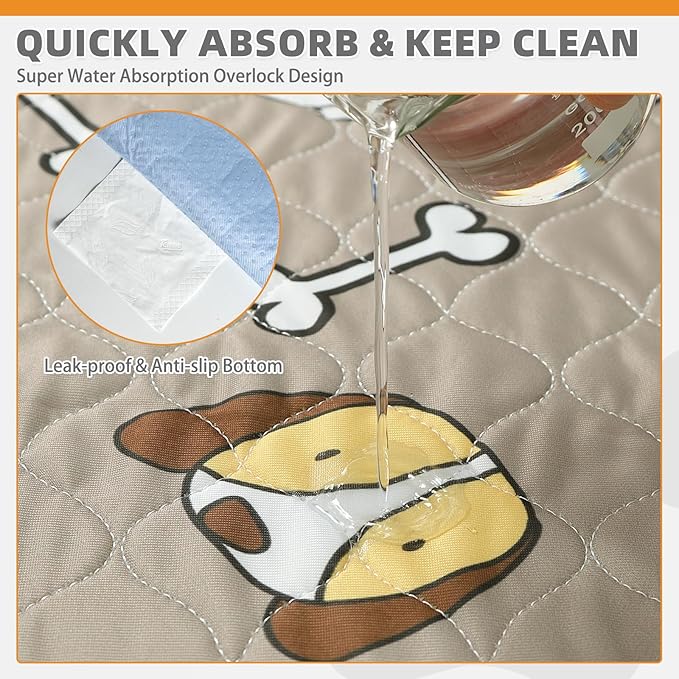 KOOLTAIL Washable Pee Pads for Dogs, 2 Packs 36*41in Reusable Super Absorbent Dog Whelping Training Pads, Crate Pads for Puppy Cages, Nonslip Waterproof Large Dog Mats for Floors Bed Playpen Car Sofa