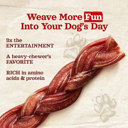 Natural Farm Odor-Free Braided Bully Sticks (6 Inch, 10 Pack) - 100% Grass-Fed Beef, Grain-Free, Low Fat & Fully Digestible Dental Treats - Safest Long Lasting Pizzle Chews to Keep Your Dog Busy