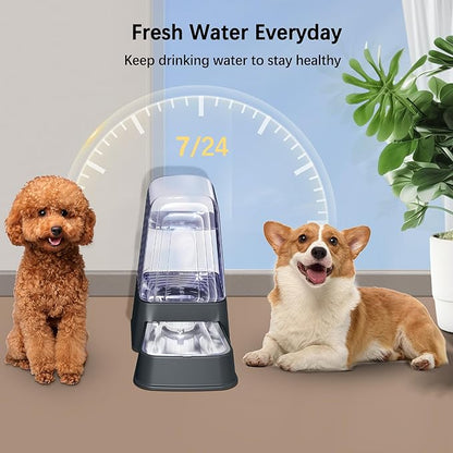 Automatic Dog Water Dispenser, Gravity Cat Water Dispenser with Stainless Steel Bowl, 100% BPA-Free, 5L Large Capacity Pet Water Dispenser for Cats Dogs Pets