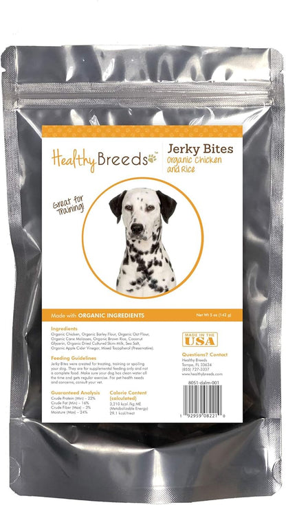 Healthy Breeds Dalmatian Jerky Bites Chicken & Rice Recipe Dog Treats 5 oz