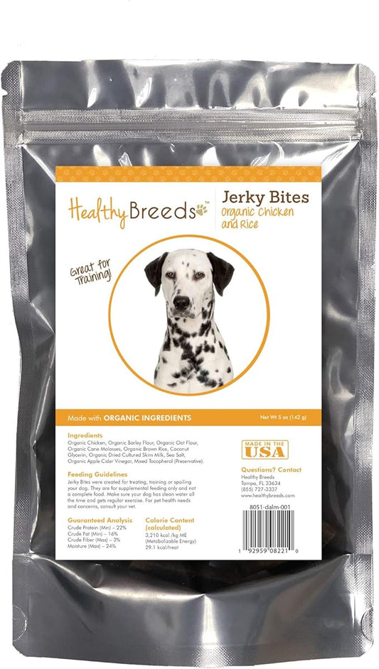 Healthy Breeds Dalmatian Jerky Bites Chicken & Rice Recipe Dog Treats 5 oz