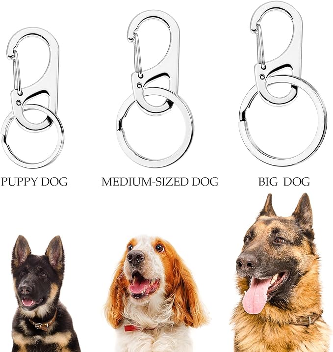 JOVITEC 3 Sets Dog Tag Clip Dog ID Tag with Rings Holder for Dogs and Cats Collars Harnesses
