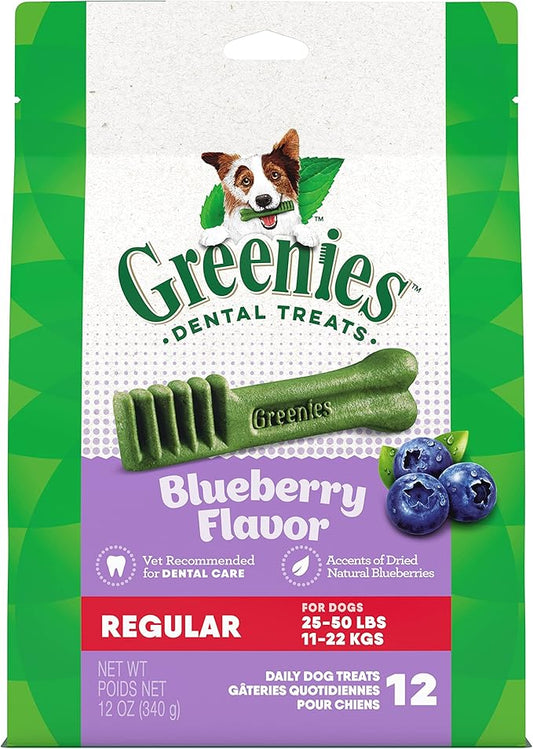 Greenies Large Natural Dental Care Dog Treats Blueberry Flavor, 12 oz. Pack (12 Treats)