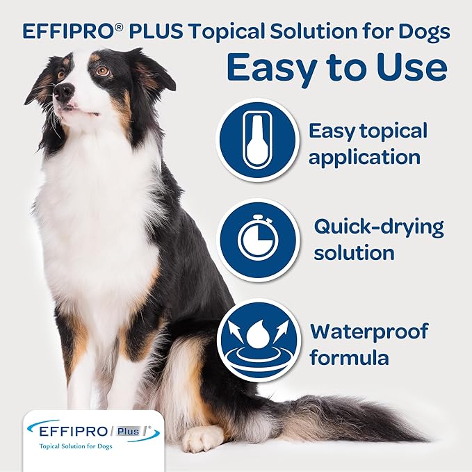 Effipro Plus Topical Solution for Dogs - for Dog Flea and Tick for Medium Dogs (23-44.9lbs), 3 Doses, Waterproof Topical Prevention (by Virbac)