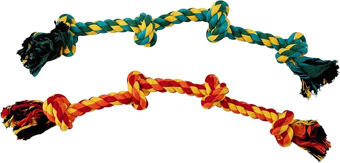 Outward Hound Ropiez 4-Knot Rope Tug Dog Toy, 2-Pack - Chew, Toss, Play, Large