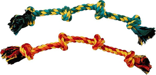 Outward Hound Ropiez 4-Knot Rope Tug Dog Toy, 2-Pack - Chew, Toss, Play, Large