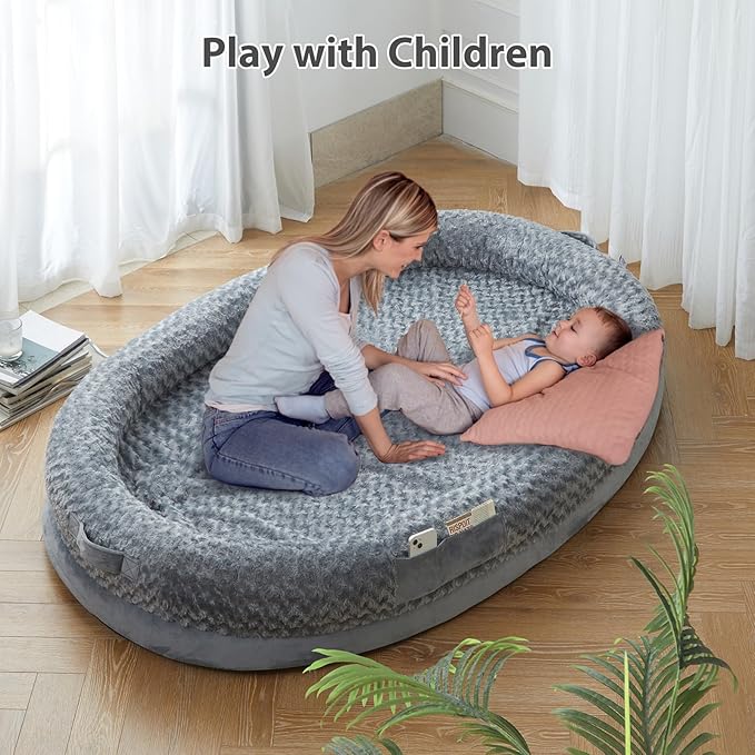 Human Dog Bed for People Adults, 71x46 inches Dog Bed for Humans Size Fits You and Pets, Washable Faux Fur Orthopedic Human Dog Bed for People, Dog Bed for Humans