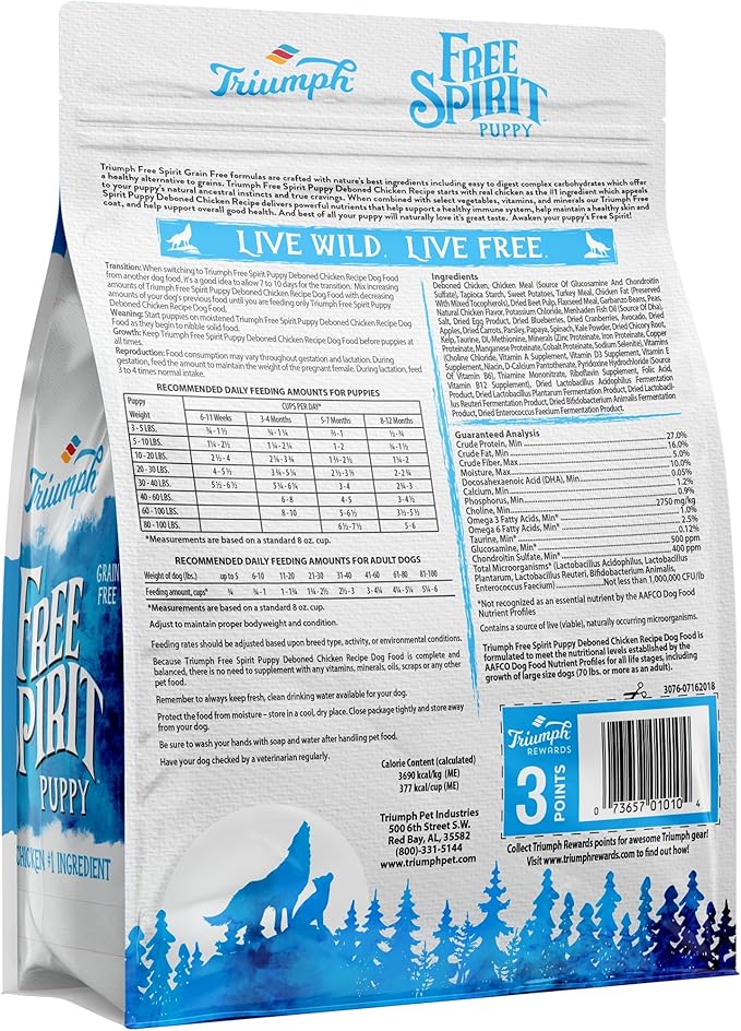 Triumph Free Spirit Puppy Deboned Chicken, Sweet Potato, & Berry Recipe Dry Puppy Food, 13 LB