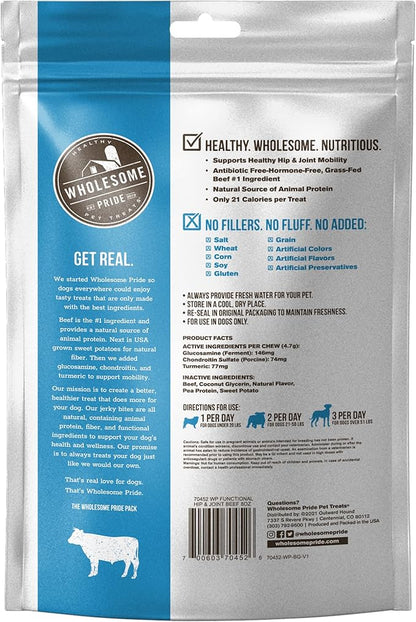 Wholesome Pride Functional Dog Hip & Joint Support Beef Recipe Jerky Bites Dog Treats - 8 oz
