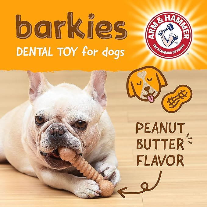 Arm & Hammer for Pets Barkies Classic Bone Compressed Wood Collection, 5 Inch Peanut Butter Flavored Wood Blend Chew Toy| Faux Stick, Splinter-Free, Safer & Durable Alternative to Chewing Sticks