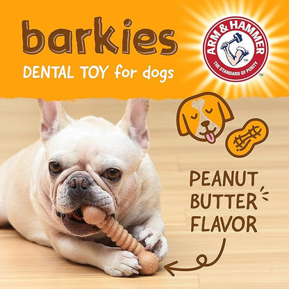 Arm & Hammer for Pets Barkies Classic Bone Compressed Wood Collection, 5 Inch Peanut Butter Flavored Wood Blend Chew Toy| Faux Stick, Splinter-Free, Safer & Durable Alternative to Chewing Sticks