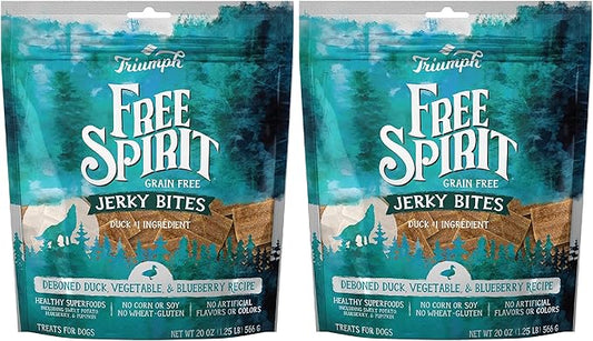 Triumph 2 Pack of Grain-Free Duck Jerky Bites Dog Treats, 20 Ounces Each2