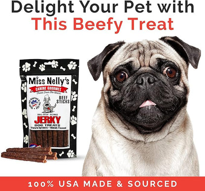 Miss Nelly's- All Natural Beef Jerky Dog Treats Made in USA Only-Beef Jerky Treats for Dogs Original Smoke House Recipe-Minimally Processed Soft Sticks Jerky Dog Treats - 16 oz. bag.