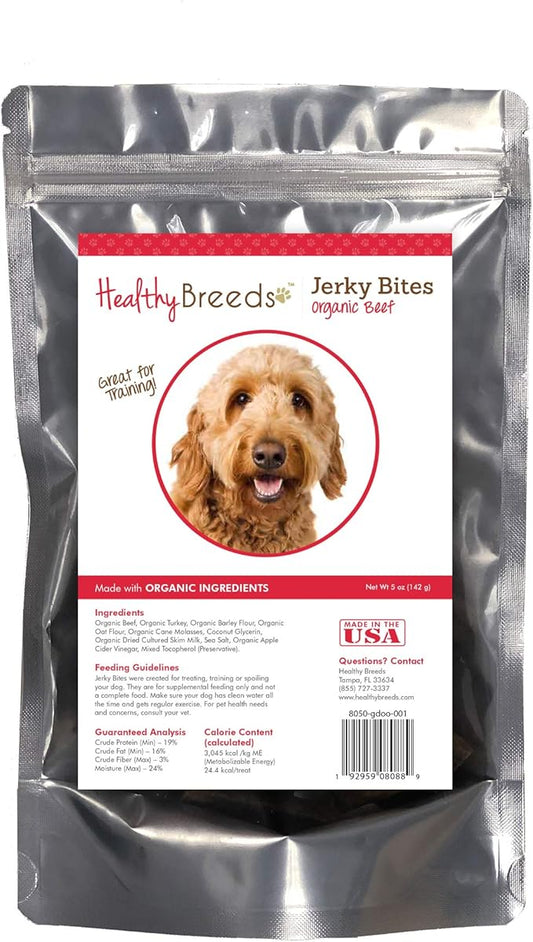Healthy Breeds Goldendoodle Jerky Bites Beef Recipe Dog Treats 5 oz