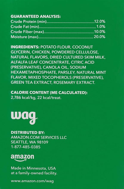 Amazon Brand - Wag Dental Dog Treats to Help Clean Teeth & Freshen Breath - Tiny, Unflavored, 2.25 pounds, 130 Count (Pack of 1)