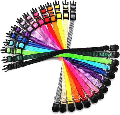 14 PCS Puppy ID Collars Nylon Soft Identification Colorful Adjustable Breakaway Safety Whelping Litter Collars for Pups with Record Keeping Charts 14pcs/Set (M)
