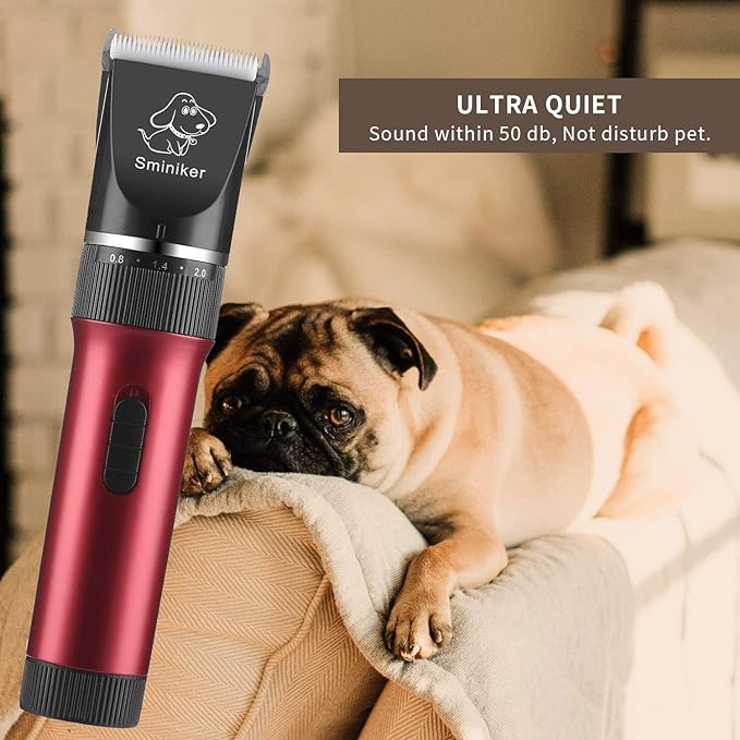Low Noise Horses Clippers Rechargeable Cordless Pet Clippers Grooming Kit with Storage Bag 5 Speed Professional Animal Clippers Pet Grooming Kit