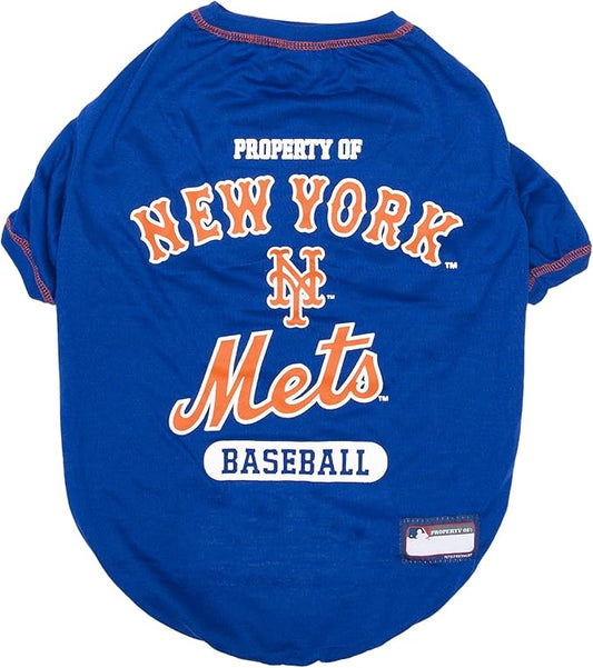 MLB New York Mets Dog T-Shirt, Medium. - Licensed Shirt for Pets Team Colored with Team Logos. - Premium Stretchable Materials for The Comfort of Your Dog & cat.